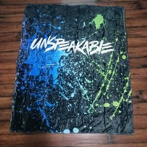 Unspeakable Gaming Fleece Blanket 50x40 Blue Green Paint Splatter Logo Throw